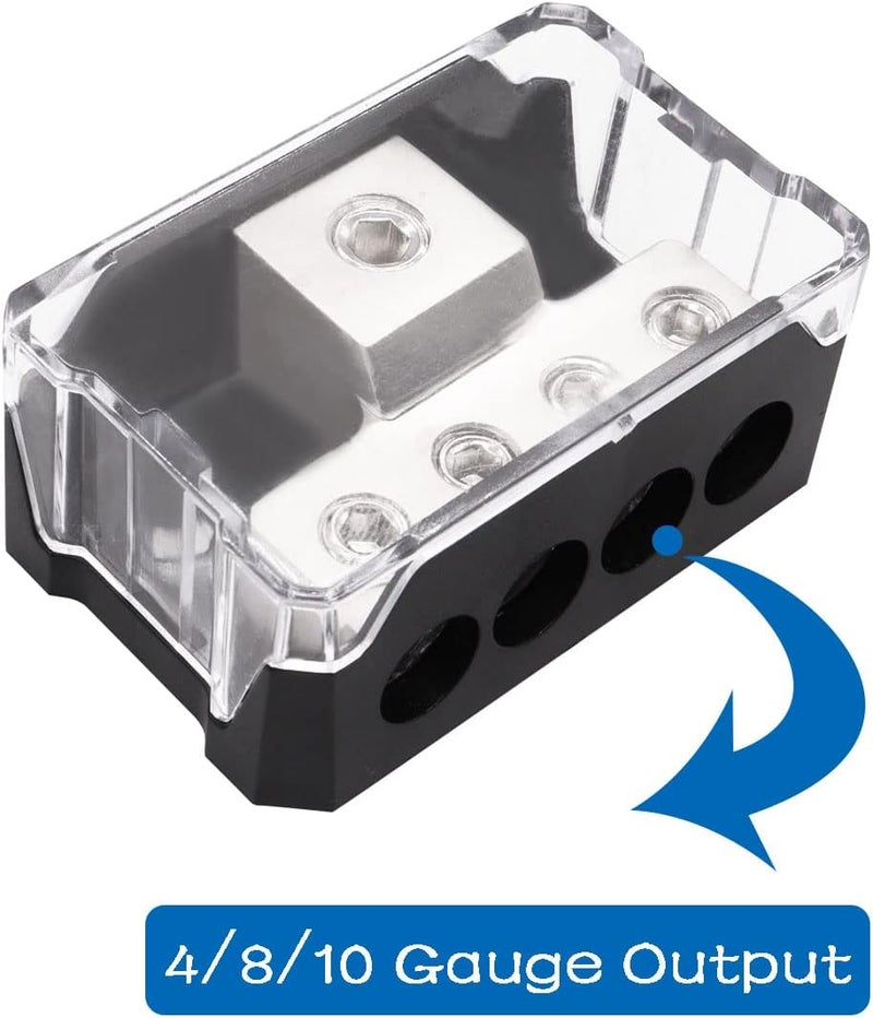 Seamaka 2PCS 4 Way Power Distribution Block,0/2/4 AWG Gauge in 4/8/10 Gauge Out,Amp Distribution Connecting Block for Car Audio Splitter O-072-2PCS - Image 3